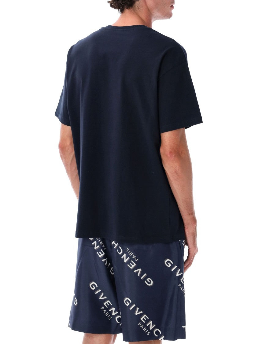 Givenchy Navy Cotton T-Shirt With Paris Logo