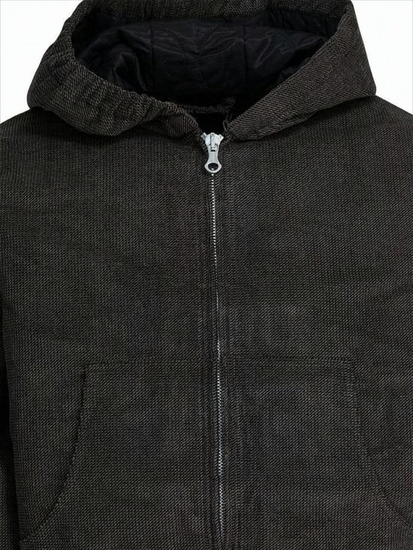 Our Legacy Textured Black Denim Jacket With Quilted Lining