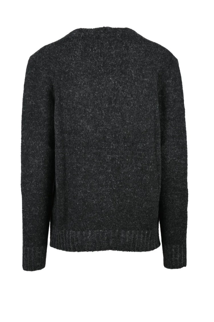 Become Button-Front Cardigan In Dark Textured Knit