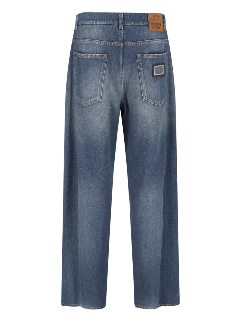 Dolce & Gabbana Blue Mid-Rise Straight-Leg Denim Jeans