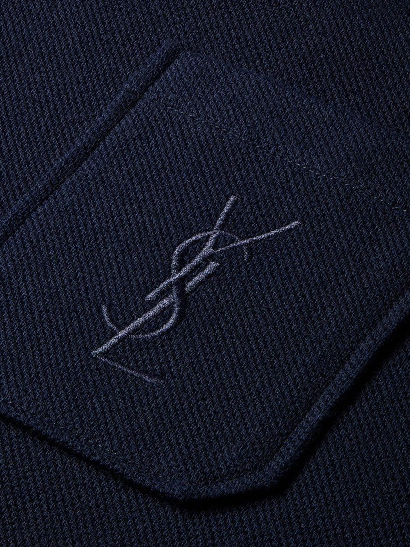 Saint Laurent Polo Three-Button Embroidered Logo Polo Shirt