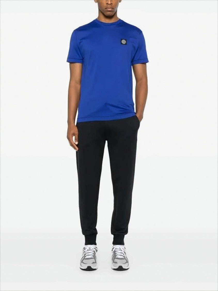 Stone Island Vibrant Blue Crew Neck T-Shirt With Iconic Patch