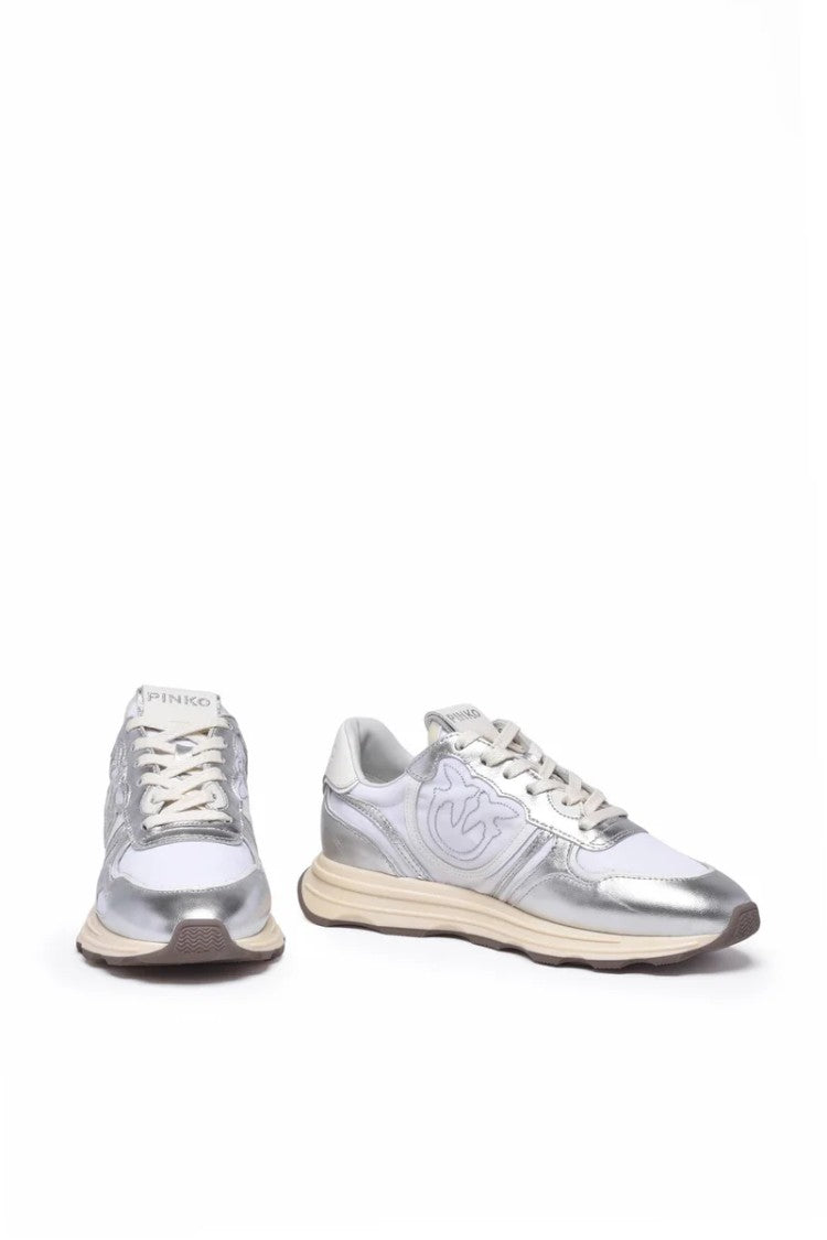 Pinko Metallic Leather Rubber Sneakers - Indigo