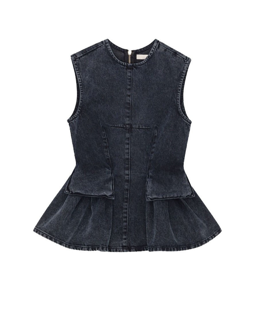Remain Peplum Top – Black Denim