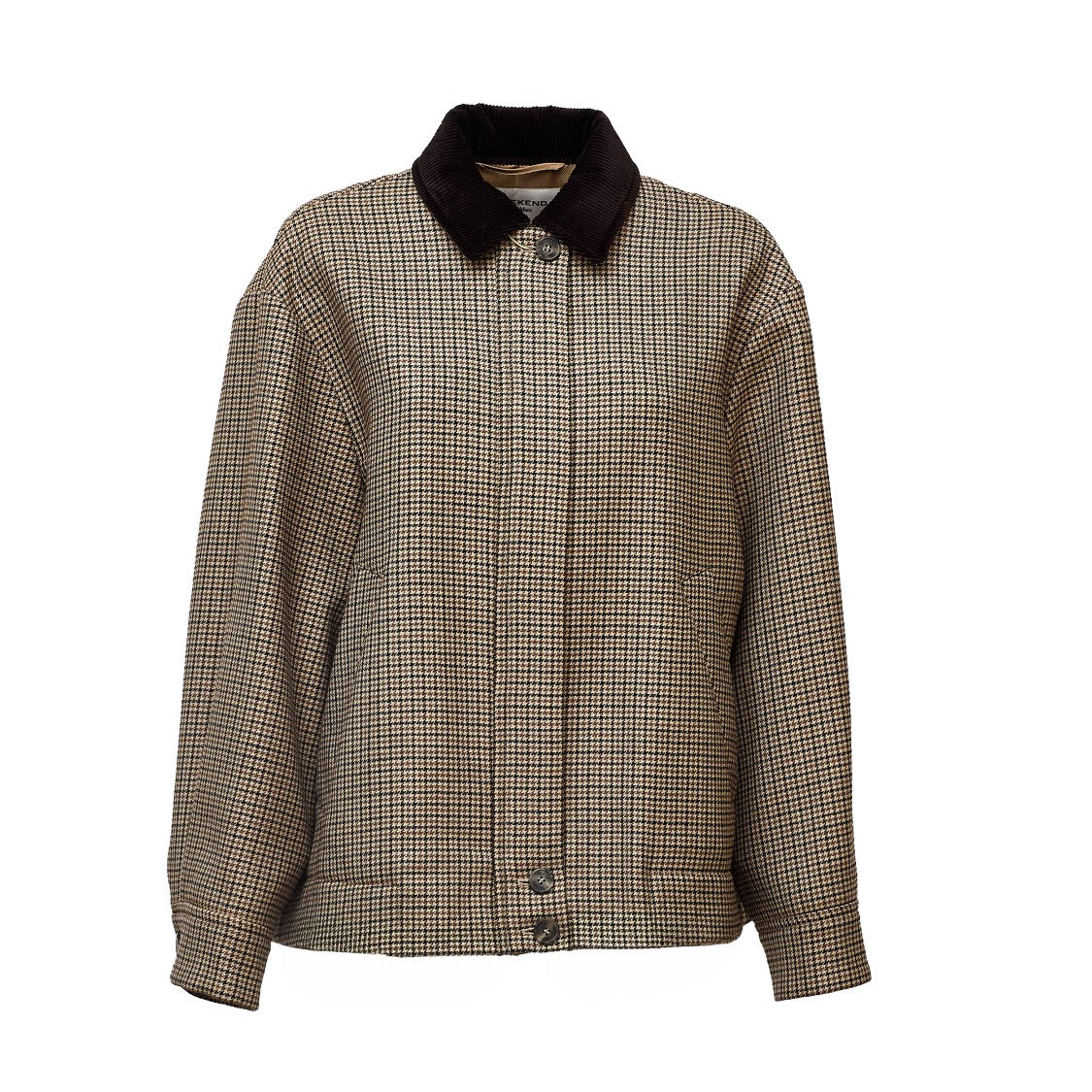Max Mara Pied De Poule Corduroy Collar Wool Jacket