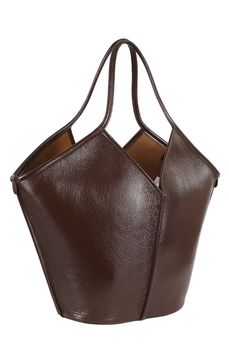 Hereu Dark Brown Calella Distressed Removable Clutch Leather Tote Bag