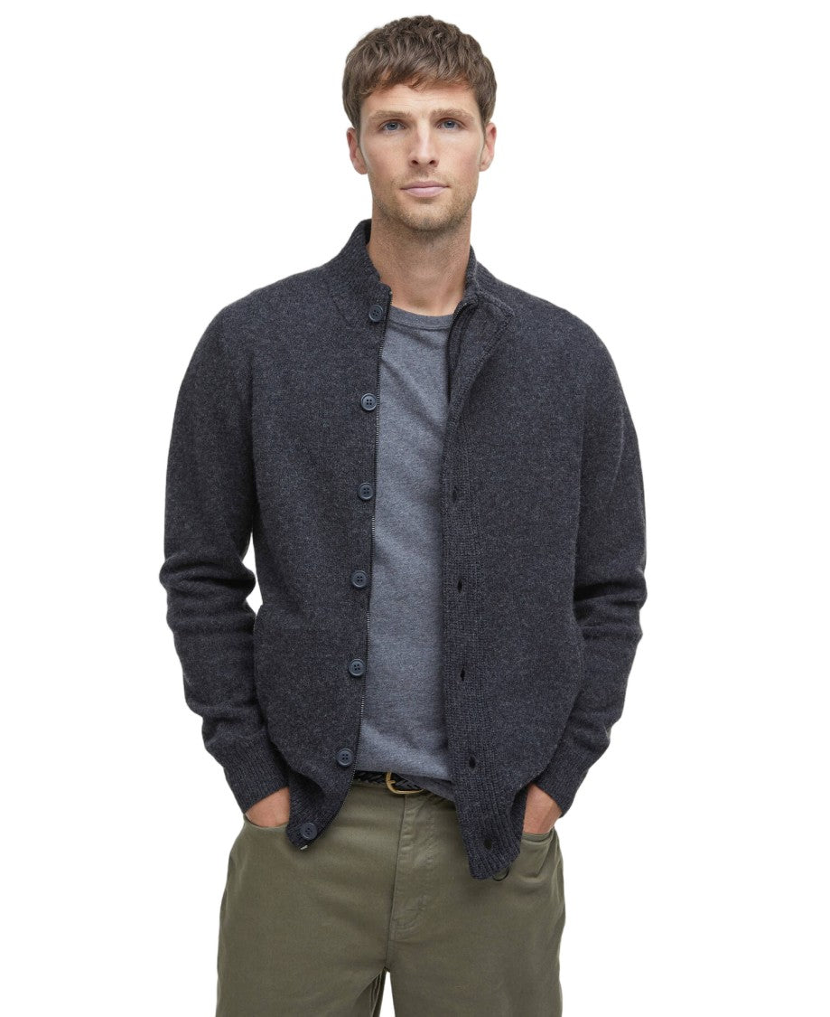 Barbour Charcoal Marl Zip Through Cardigan