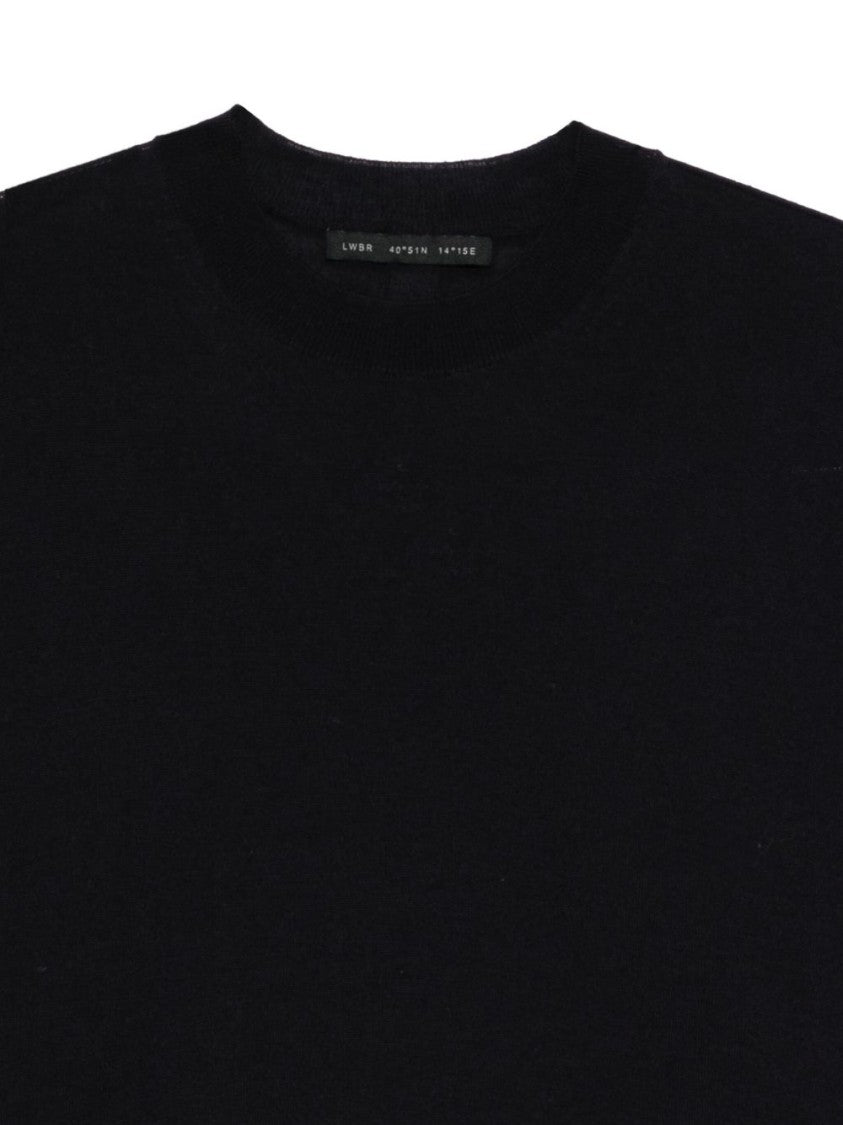 Low Brand Navy Blue Crewneck Sweater In Extra-Fine Merino Wool