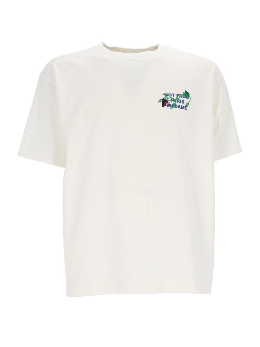 Drôle De Monsieur White Vine Embroidered Slogan T-Shirt