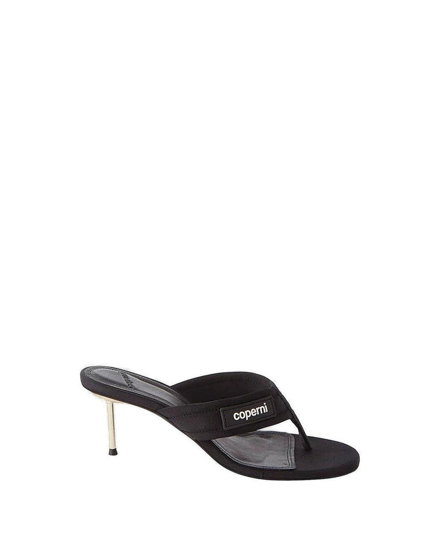 Coperni Black Fabric Sandals With Cushioned Thongs
