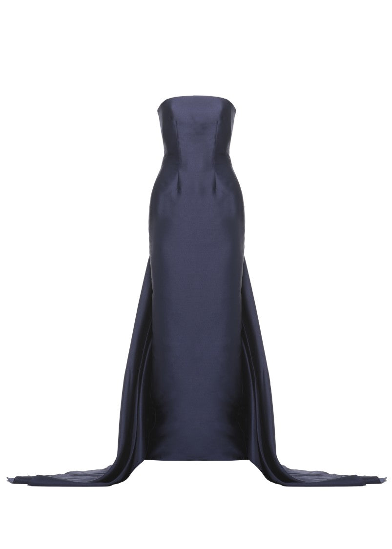 Solace London Imani Strapless Maxi Dress With Dramatic Rear Train