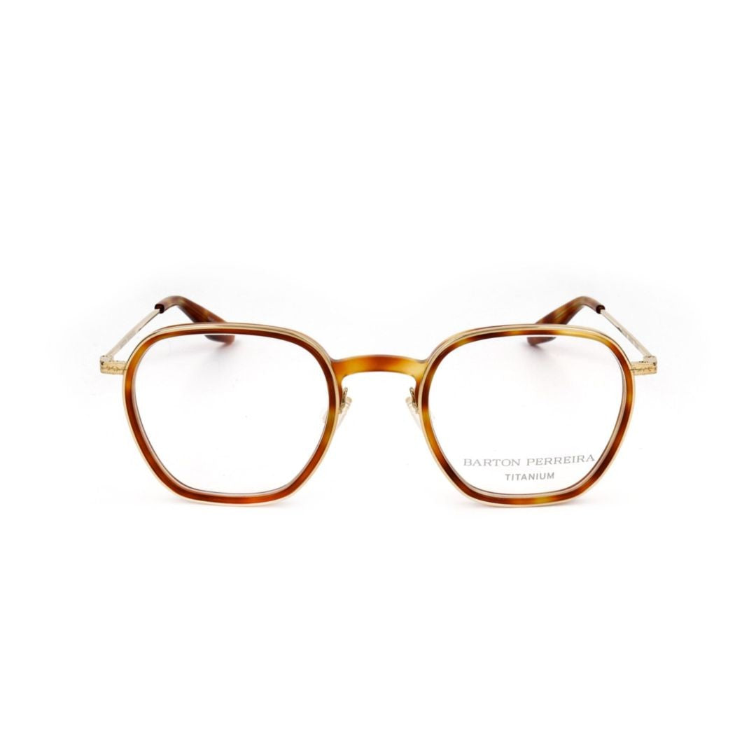 Barton Perreira Bp5044 480Zt Geometric Tortoiseshell Acetate Eyeglasses With Gold Metal Temples