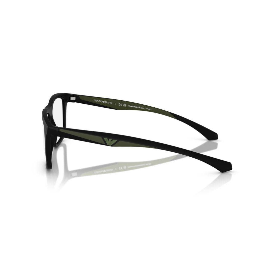 Emporio Armani 0Ea4235 Rectangular Matte Black Eyeglasses With Detachable Tinted Clip-On