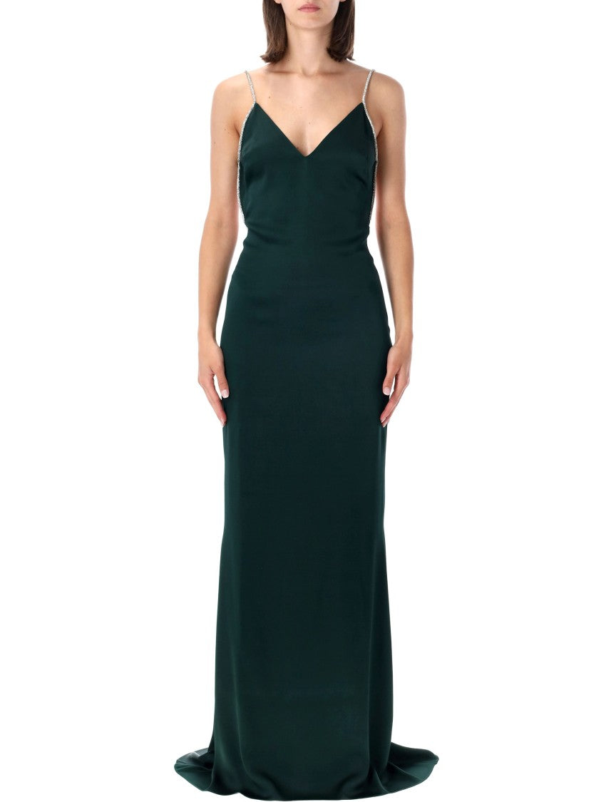 Tom Ford Maxi Evening Dress With Crystal Chain Embellishments