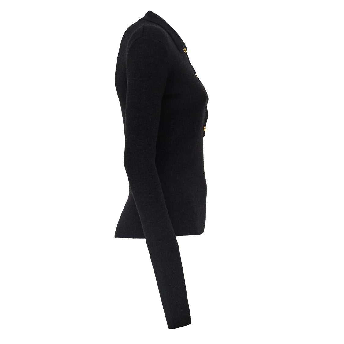 Ganni Ribbed Merino Wool Polo Top With Butterfly Buttons