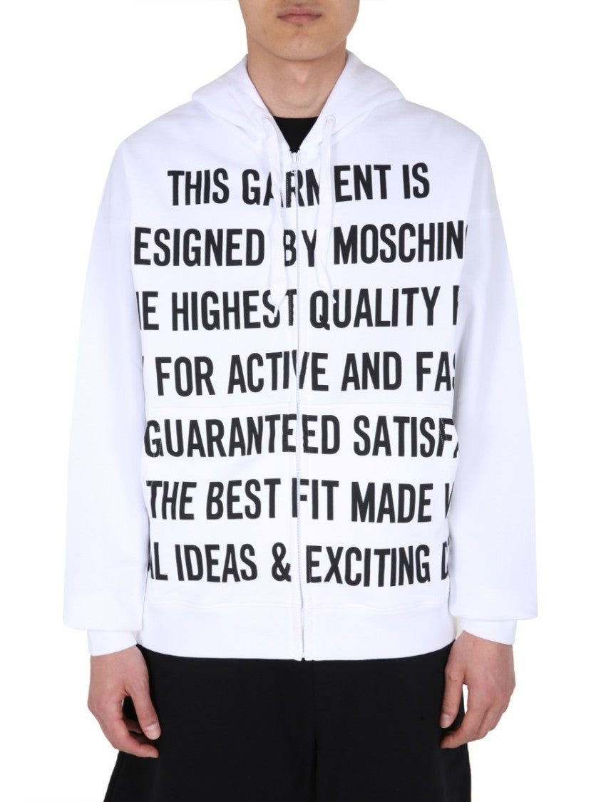 Moschino Graphic Print Zip-Up Sweatshirt With Hood
