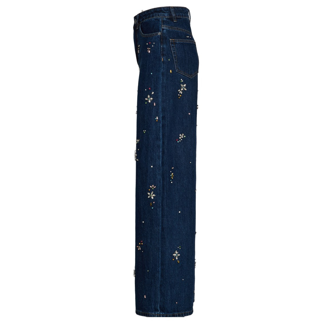 Self-Portrait Jeans Blue Embellished Wide Leg