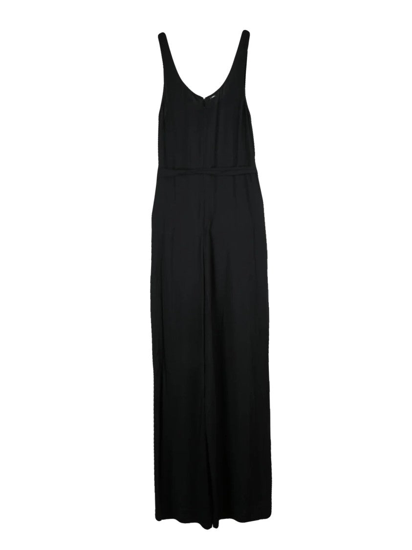 Armani Exchange Black Viscose Wide-Leg Jumpsuit