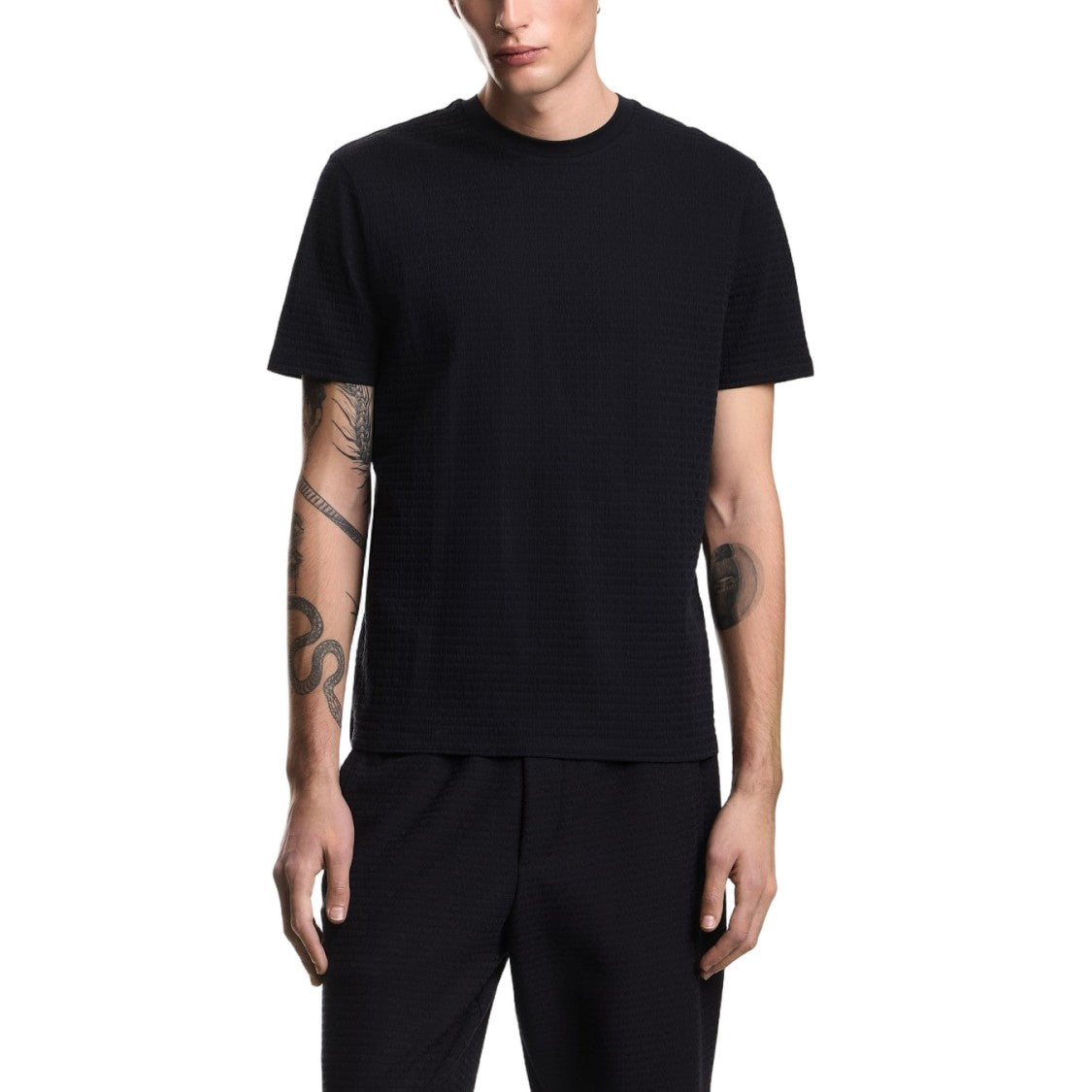 Emporio Armani Regular Fit Jacquard Textured T-Shirt