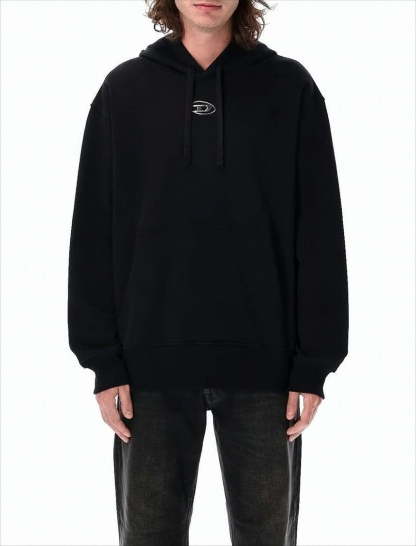 Diesel Relaxed Fit Black Hoodie With Subtle Logo Detail