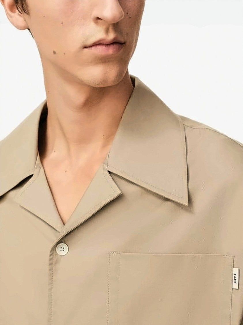 Ami Paris Boxy Short-Sleeved Cotton Camp Shirt