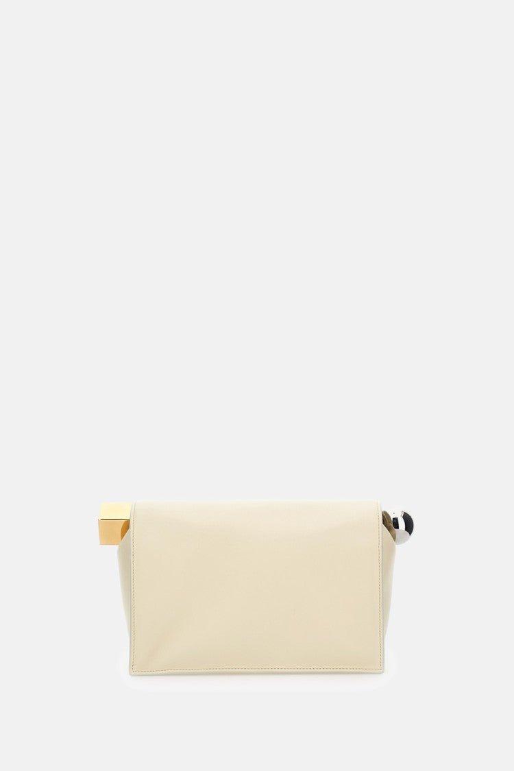 Jacquemus Structured Round Clutch With Gold Logo And Unique Detail