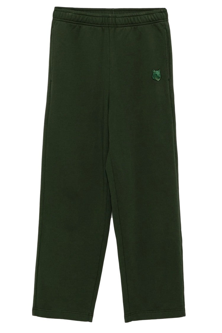 Maison Kitsuné Relaxed Fit Green Casual Pants With Straight Leg Silhouette