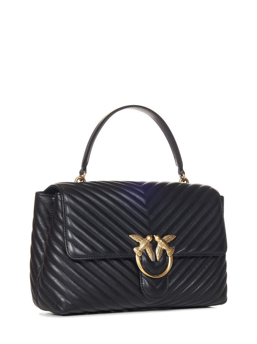 Pinko Big Black Chevron-Quilted Nappa Top Handle Bag