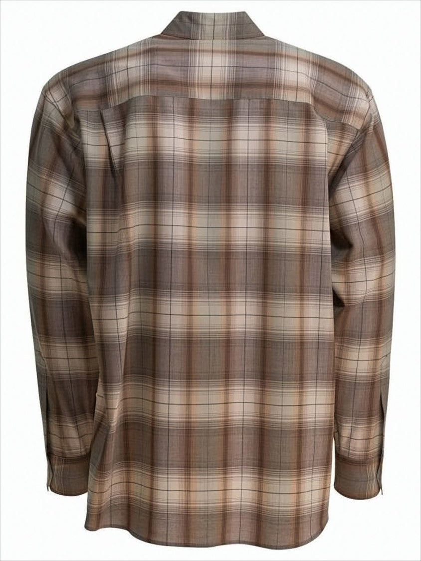 Auralee Plaid Wool Long-Sleeve Shirt