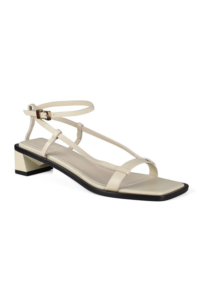 Anest Collective Crossover White Leather Sandals With Square Toe