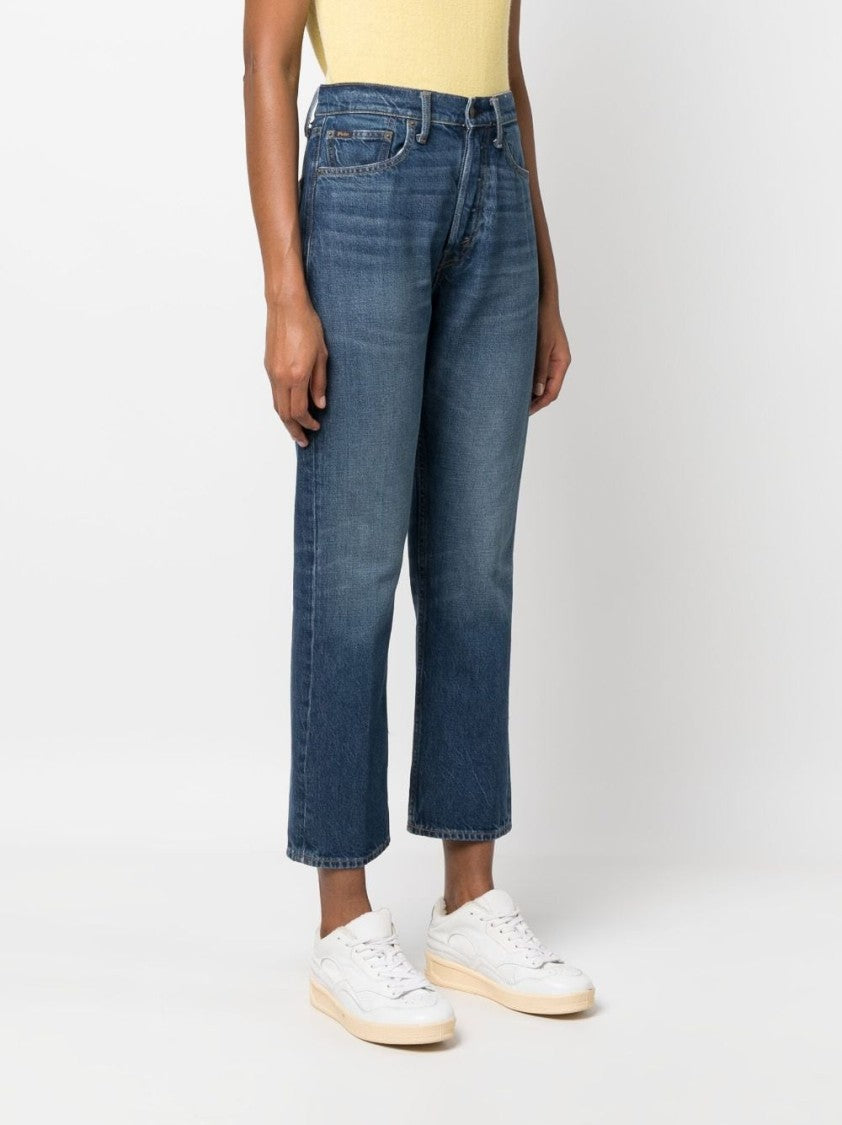 Polo Ralph Lauren High-Waisted Cropped Indigo Blue Denim Jeans