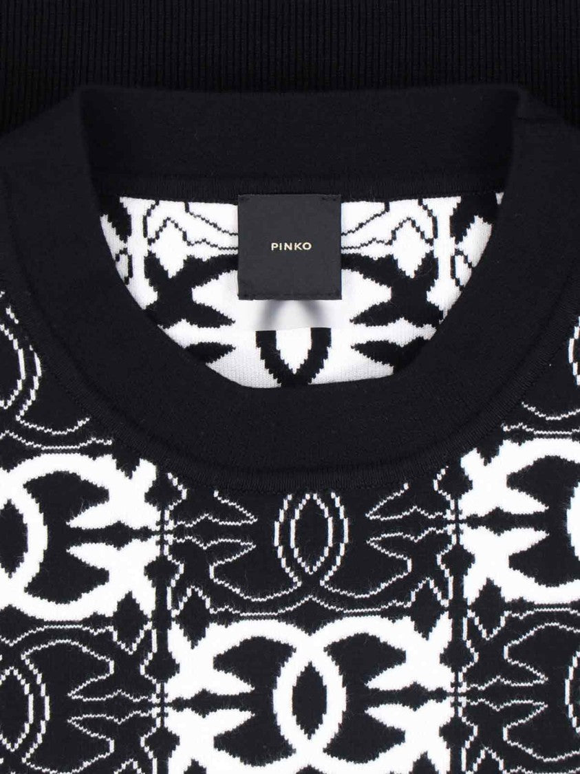 Pinko Love Birds Monogram Knit Top With Contrast Design