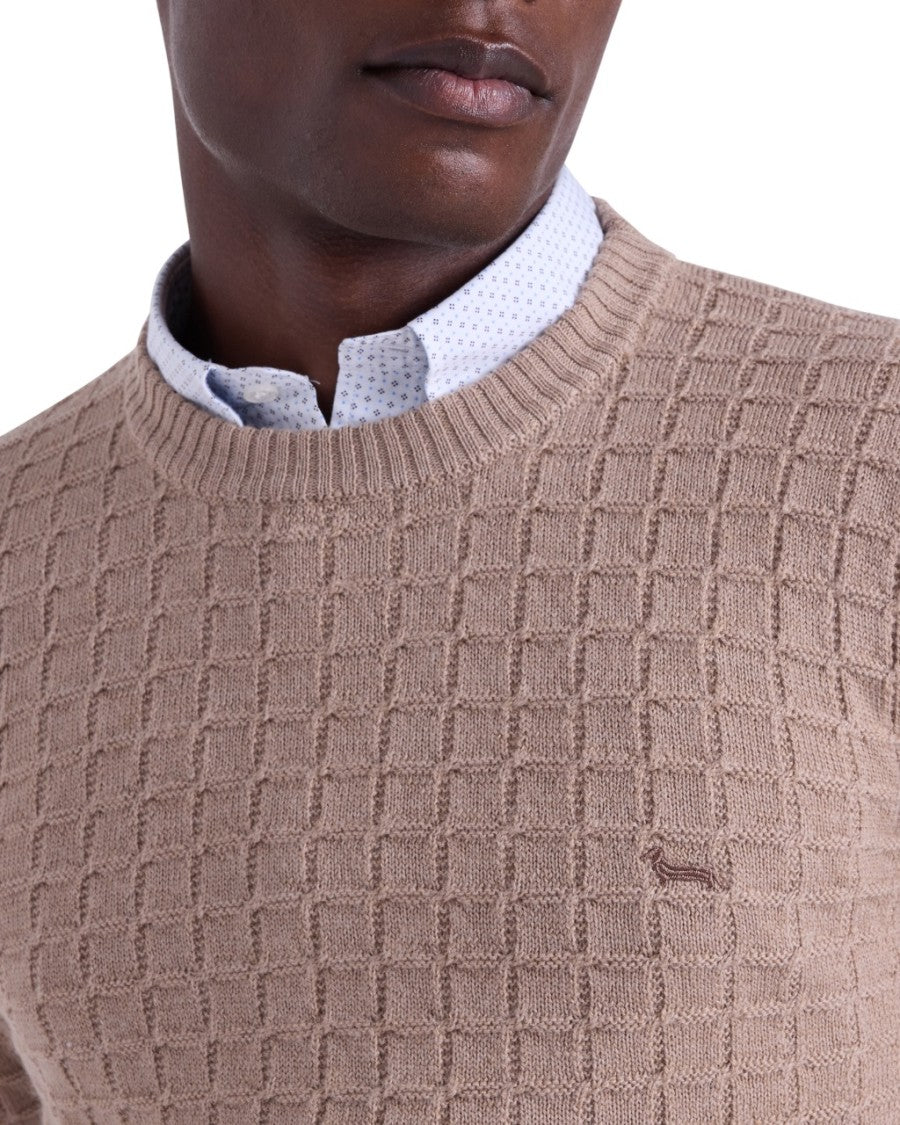 Harmont & Blaine Textured Wool Blend 3D Check Sweater