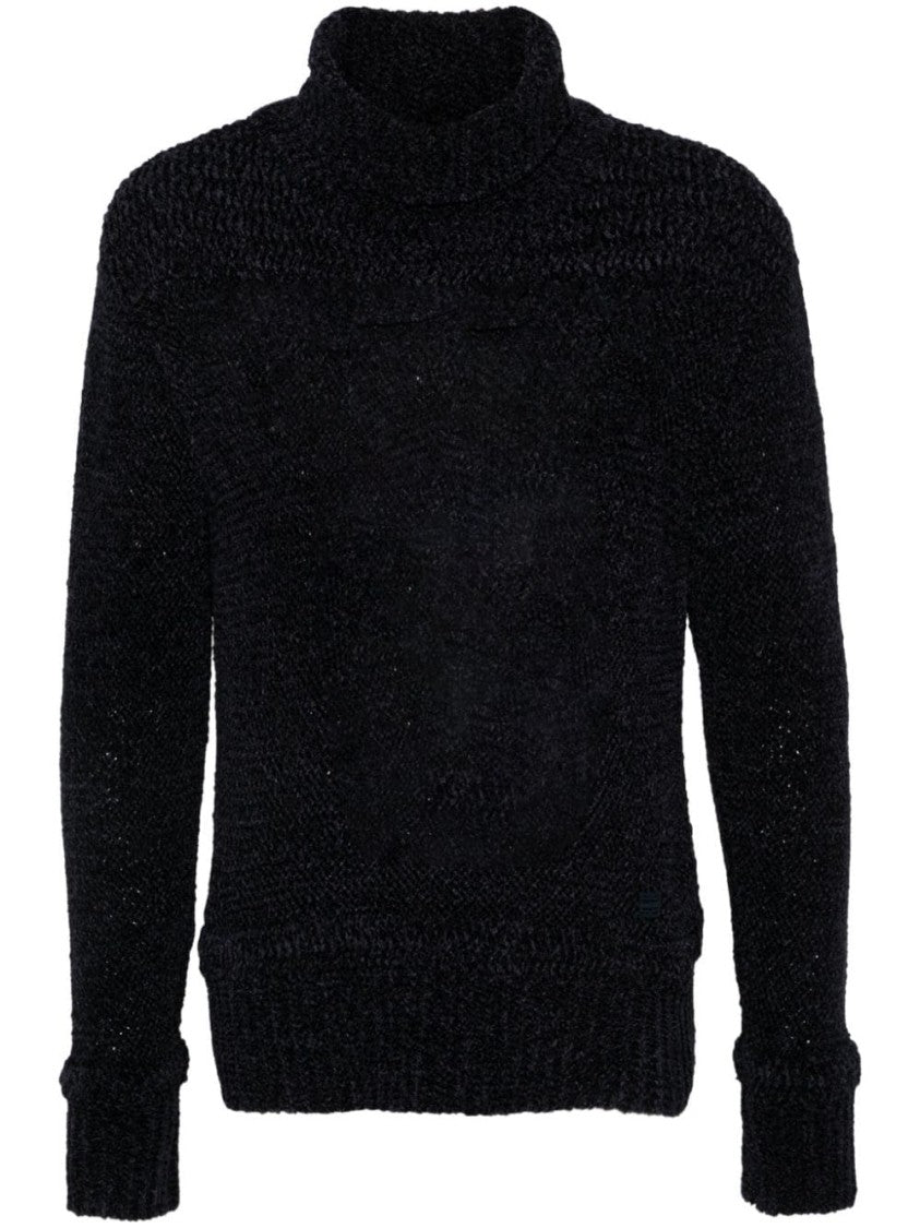 Givenchy Midnight Blue Chenille Roll Neck Sweater