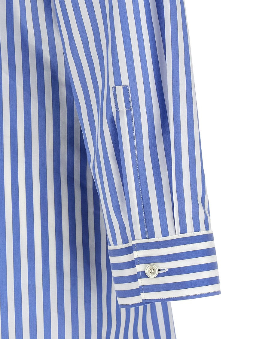 Philosophy Di Lorenzo Serafini Shirt-Style Striped Cotton Blend Chemisier Dress