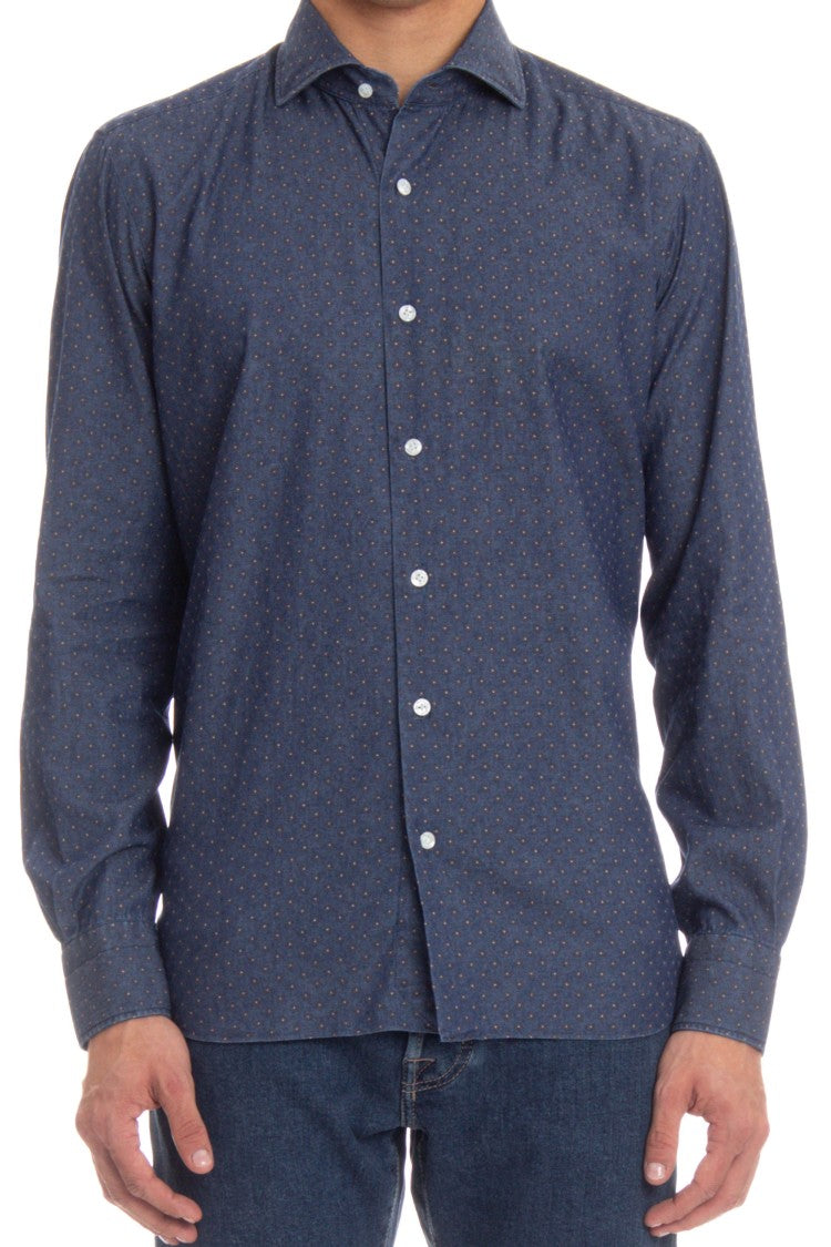 Barba Micro Pattern Denim Shirt Dandylife Line