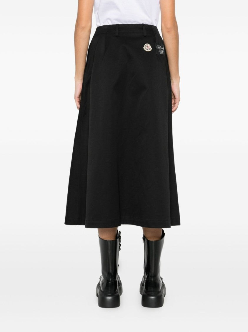 Moncler Flared Cotton Midi Skirt With Subtle Pleats