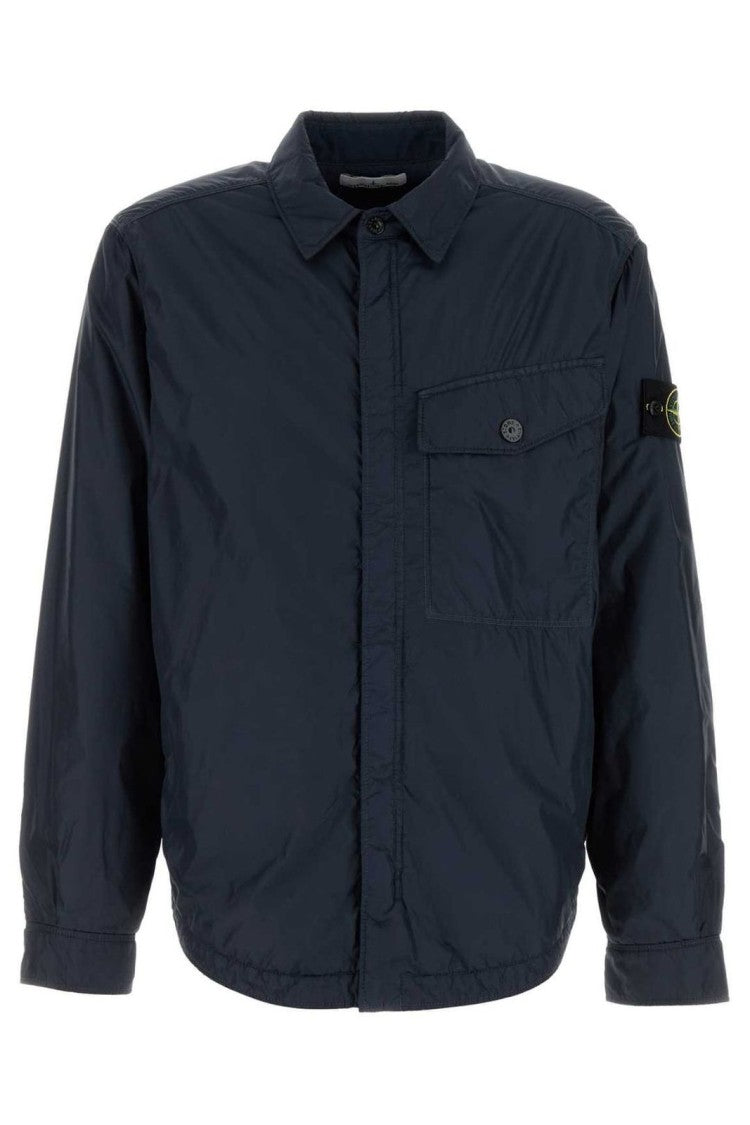 Stone Island Structured Blue Coat With Classic Design