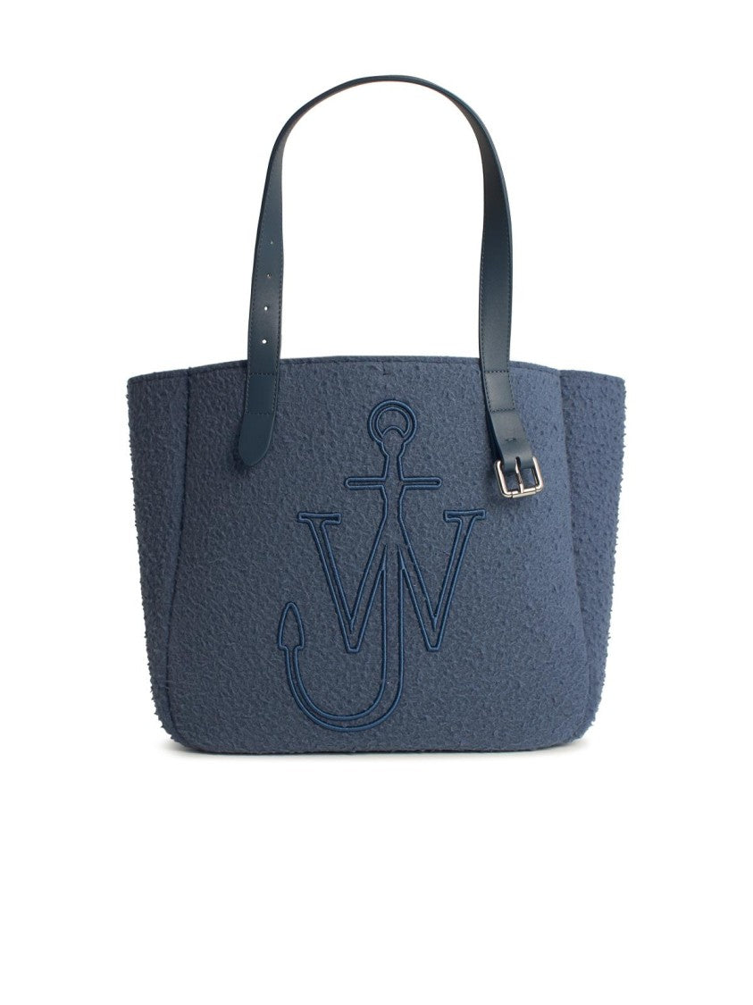 J. W. Anderson Belt Tote Blue Boiled Wool Shoulder Bag
