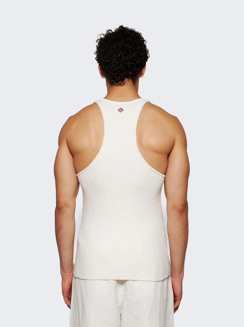 Casablanca Boucle Ribbed Vest Top White