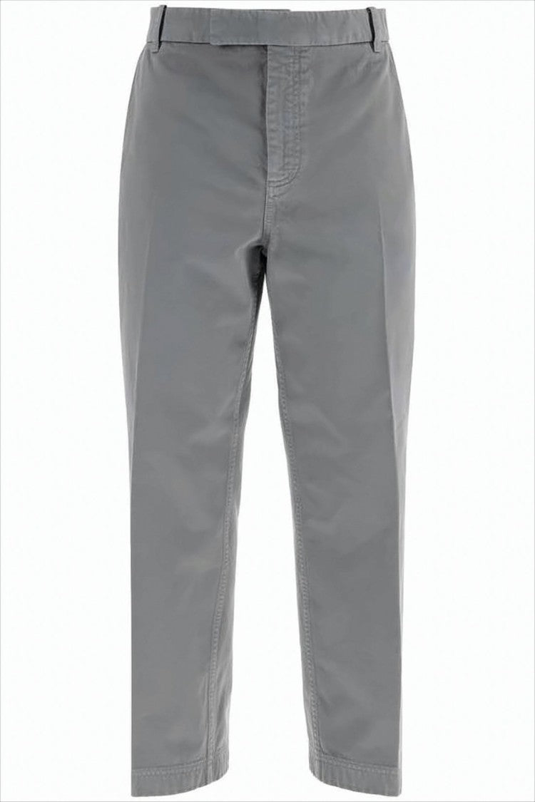 Thom Browne Straight Grey Pants With Mid-Rise Waist And Tailored Silhouette
