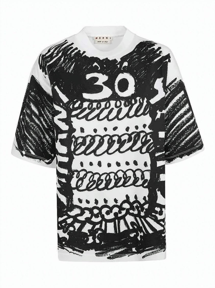 Marni Boxy Short-Sleeve T-Shirt With Abstract Graphic Print
