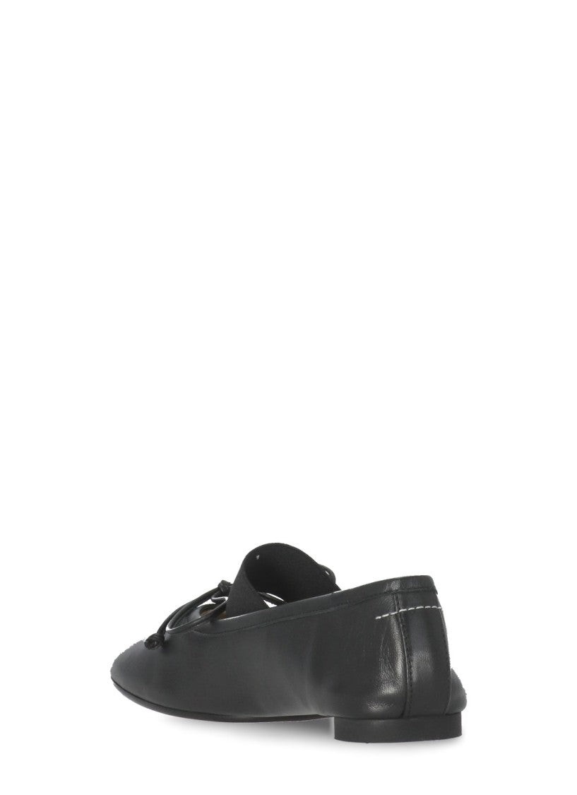 Mm6 By Maison Margiela Squared Toe Leather Ballerinas