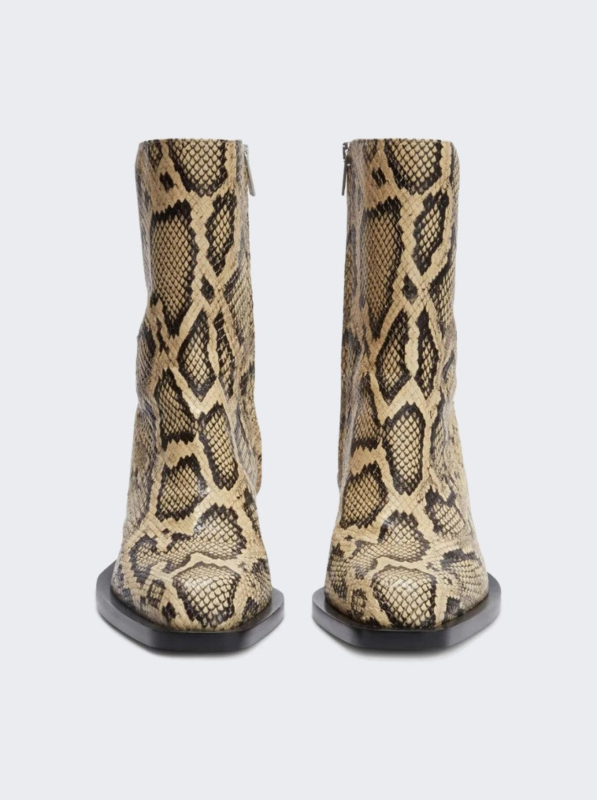 Jil Sander Jay Snakeskin Print Ankle Boots