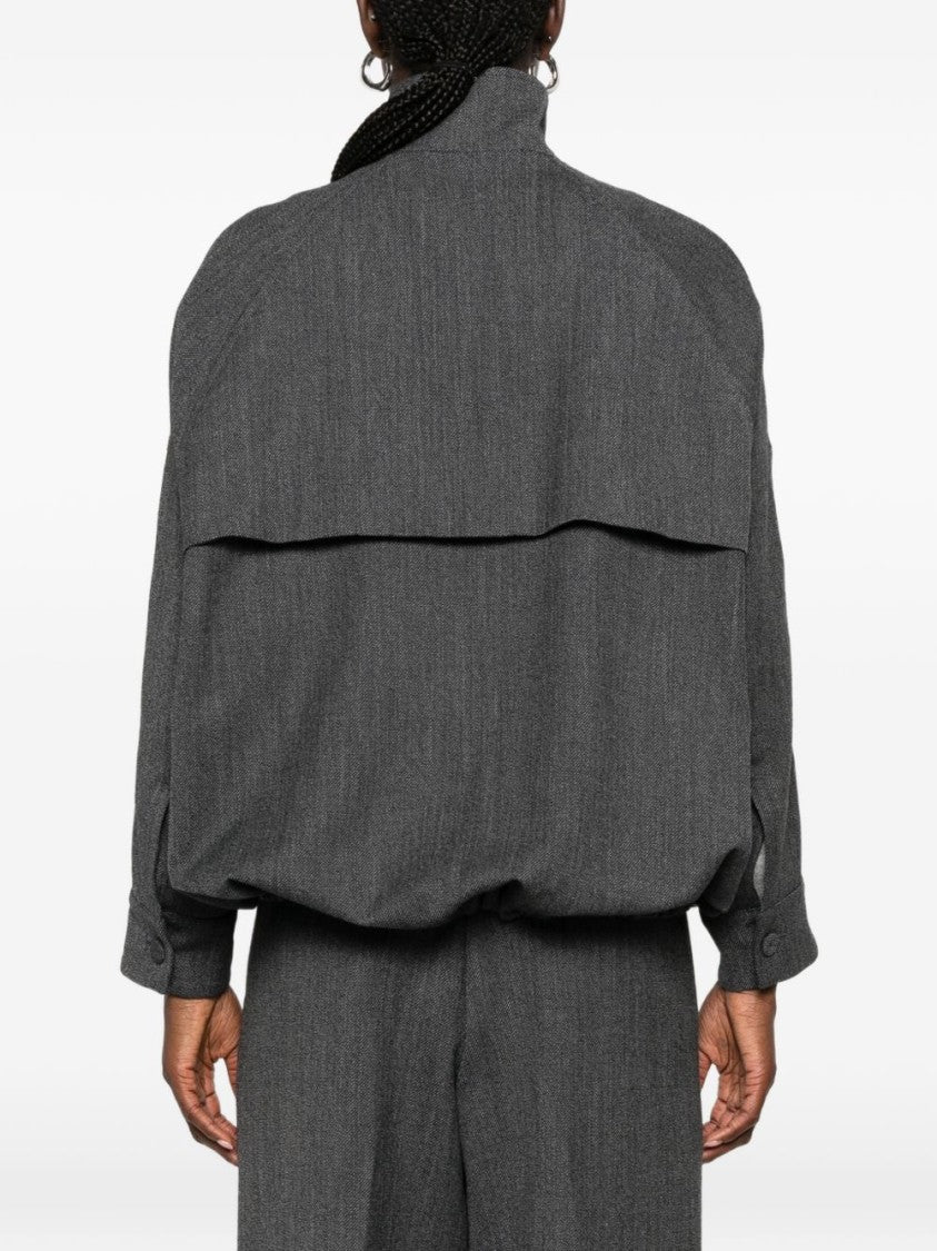 Fabiana Filippi Grey Boxy Oversized Textured Weave Coat