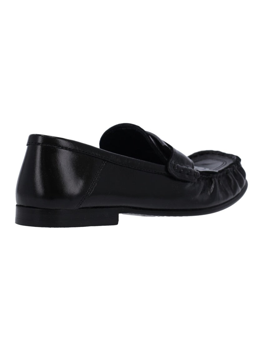 Marni Black Polished Leather Moccasin Flats