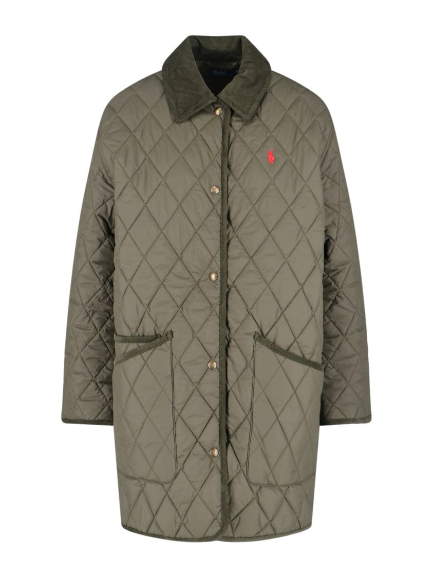Polo Ralph Lauren Green Quilted Velvet Collar Jacket