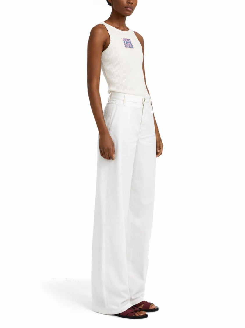 Marni Ribbed Tank Top Contrasting Logo Patch