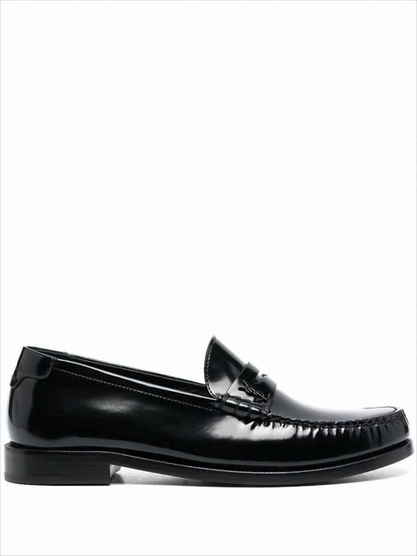 Saint Laurent Polished Calf Leather Loafer With Classic Penny Strap