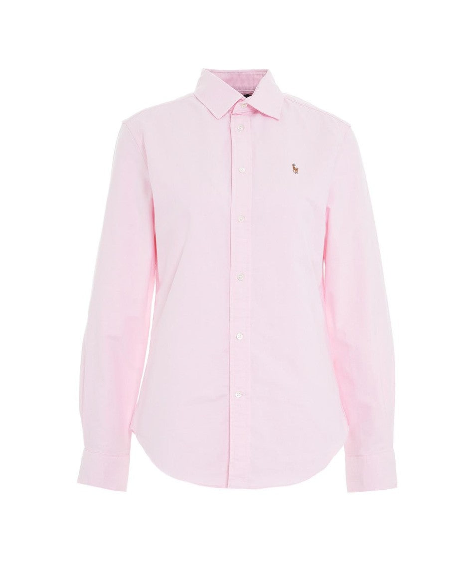 Polo Ralph Lauren Light Pink Button-Up Shirt With Subtle Embroidered Logo